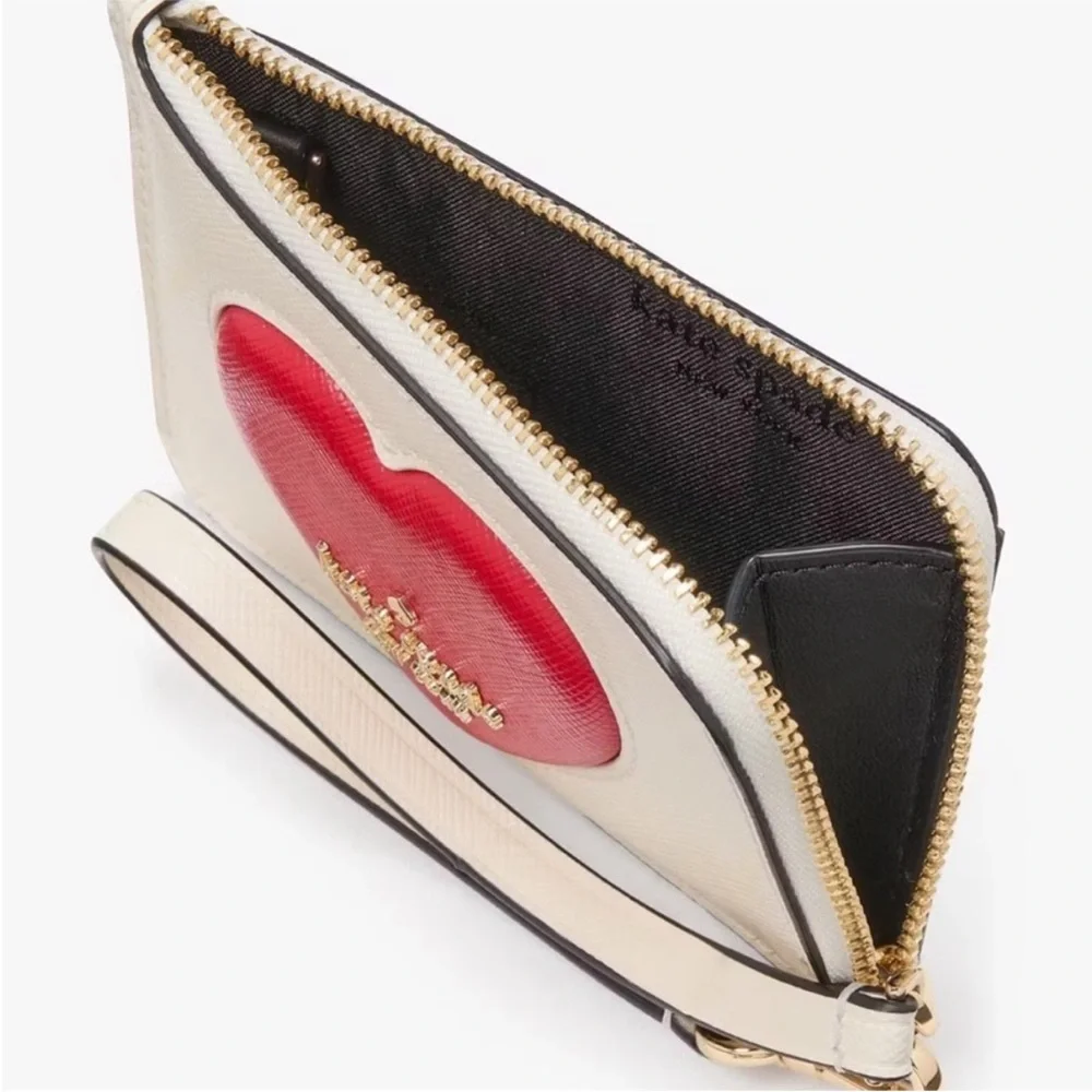 Kate Spade Cream and Red Heart Wristlet Wallet
